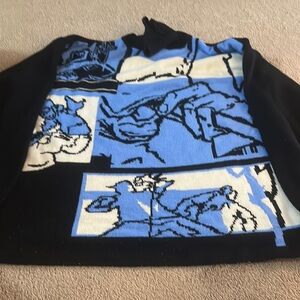 Graphic Blue and Black Sweater